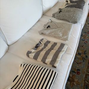 Lot of grey and black sweaters: two cashmere, others are wool or blends